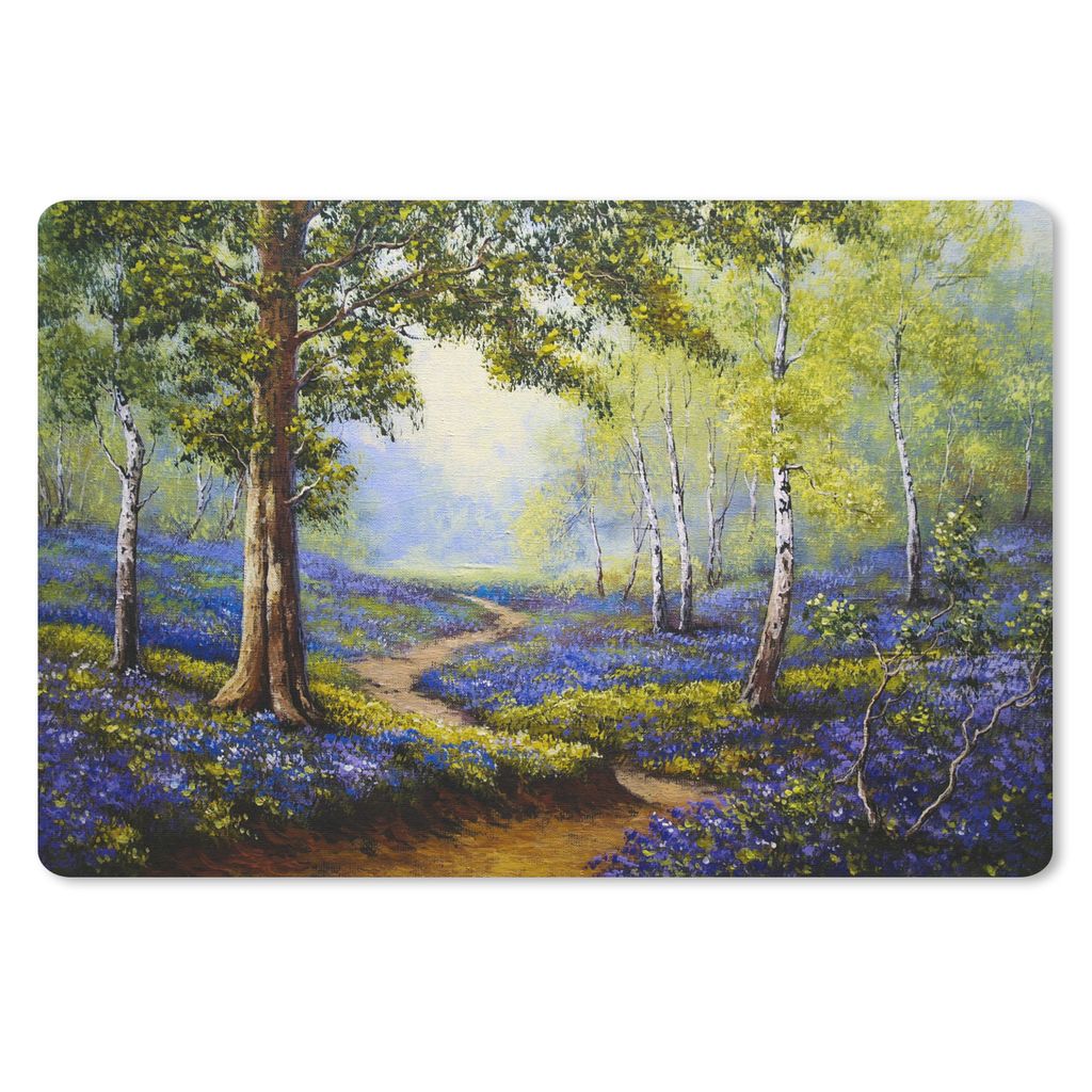 MuchoWow Mauspad Mousepad Gemälde - Natur - Wald - Blumen - Ölfarbe 27x18 cm - Mousepads - Maus Mat - Pad - Mausunterlage - Büroartikel - Desk...