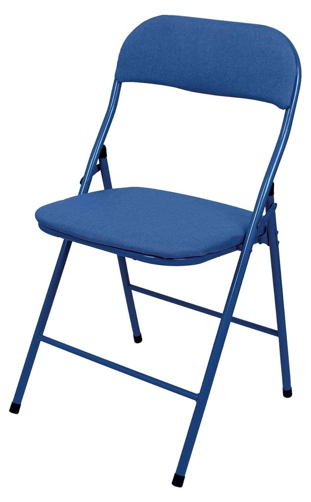 Blauer Stoff gepolsterter Klappstuhl aus Metall - Leicht tragbar für Innen und Außen, Küche, Büro, Garten, Essbereich, Schreibtischstühle