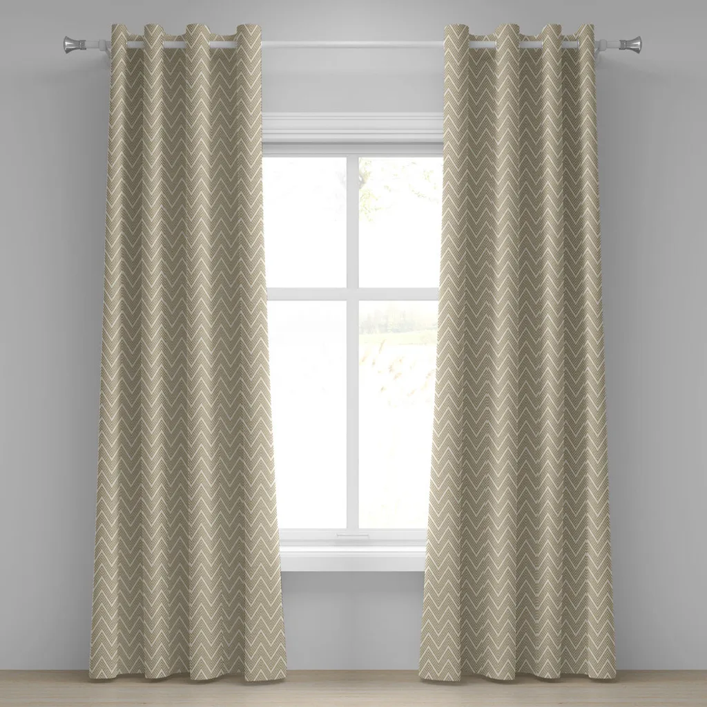 Tende Decorative 280x225 Beige Avorio - ABAKUHAUS Effetto 3D Chevron