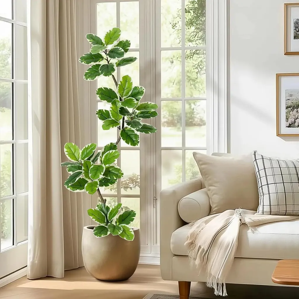 Arbre Artificiel Ficus Lyre 210cm - Plante Synthétique Géante Jaune Fluo