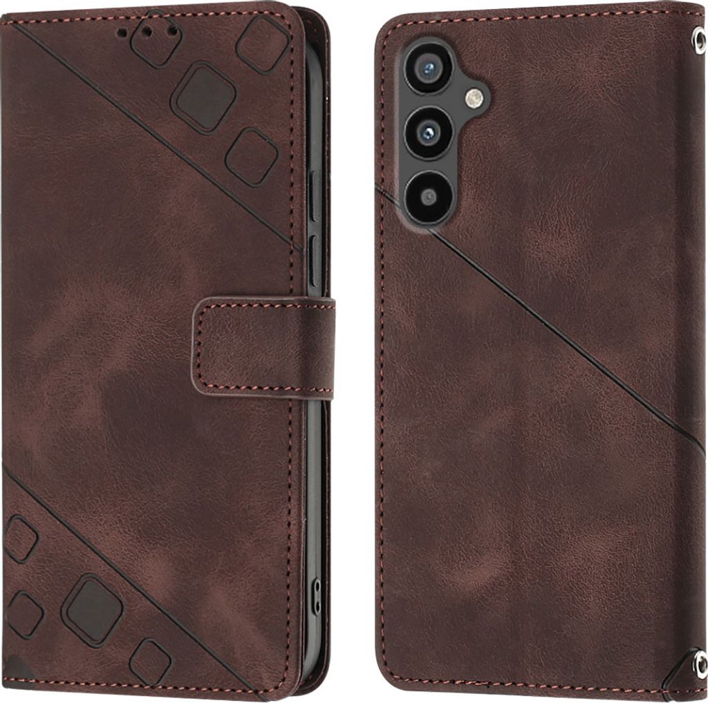 Hülle für Samsung Galaxy A34 Prägung Flip Leder Brieftasche Schutzhülle mit Ständer Braun