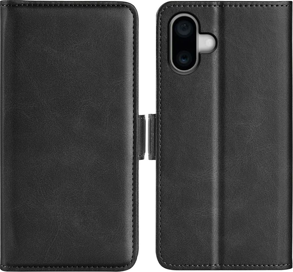 Mobigear Slim Magnet iPhone 16 Hülle Klapphülle Geldbörse - Schwarz