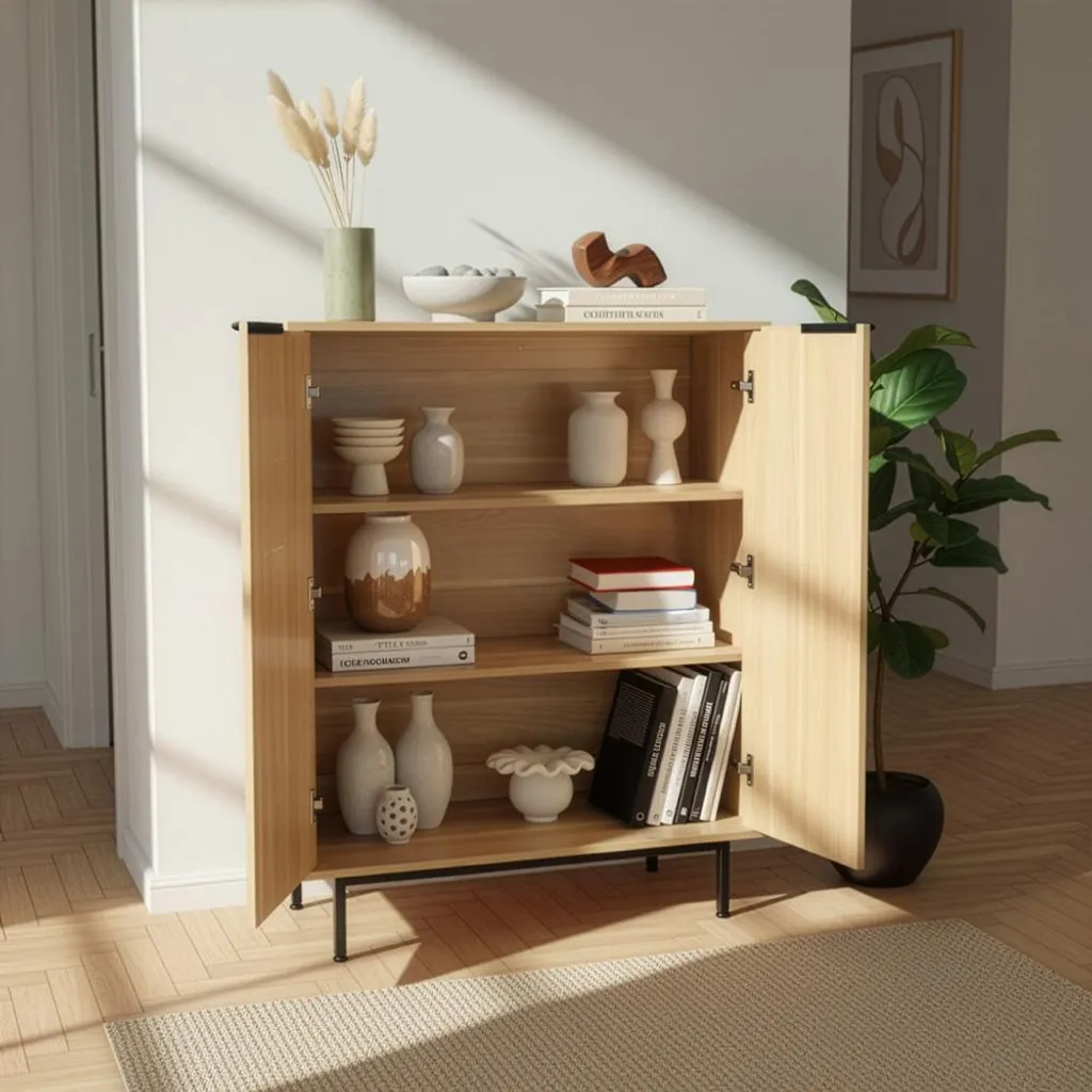 Buffet HOME DELUXE NYLA 115 x 90 cm - Commode de Salon Moderne Grise - 3