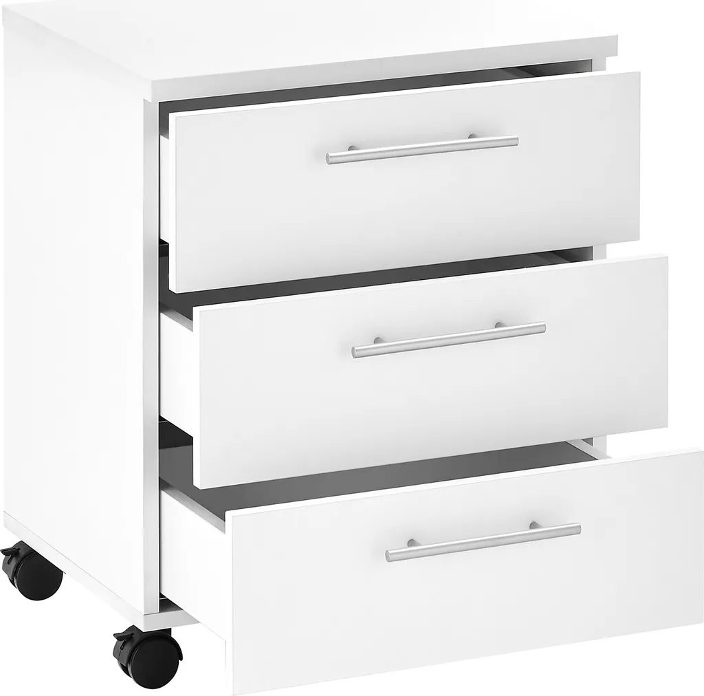 Caisson Ben blanc 3 tiroirs sur roulettes, design compact 40x56 cm - 3
