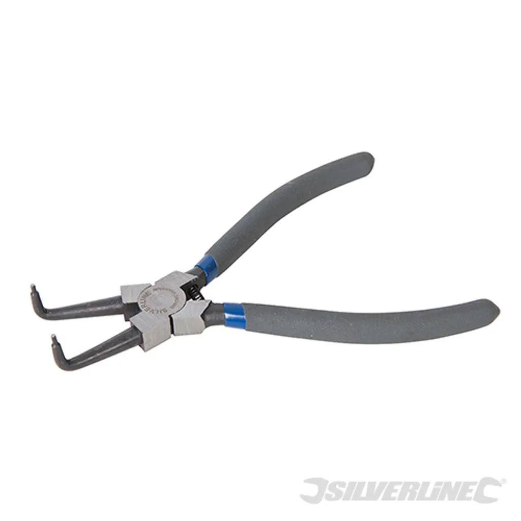 Pince coudée pour circlips intérieurs 180 mm - Modèle acier forgé robuste