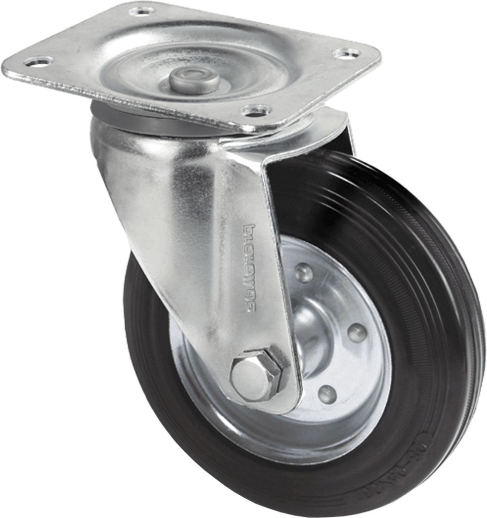 Lenkrolle - Möbelrolle 100 mm Gummi mit Platte - Pro Stück