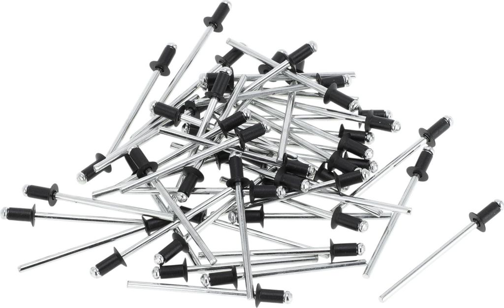 Offene Enden Großkopf Blindnieten 3,2 mm Griffdurchmesser 5,4 mm Grifflänge 6 mm Flanschdurchmesser Aluminiumlegierung Eisen Silberton Schwarz 50...