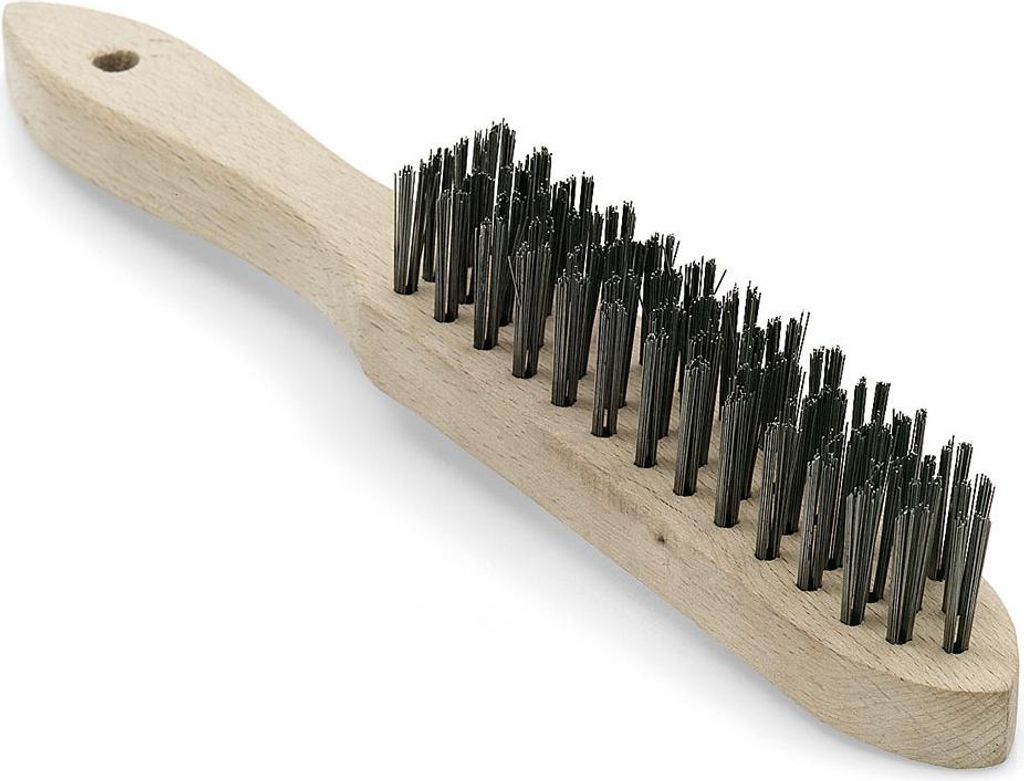 Nölle Profi Brush Handdrahtbürste, 28 cm, 6 Reihen Stahl glatt | 1 Stück