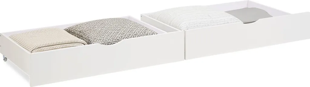Tiroirs de rangement en bois blanc sous lit Lot de 2 avec roulettes