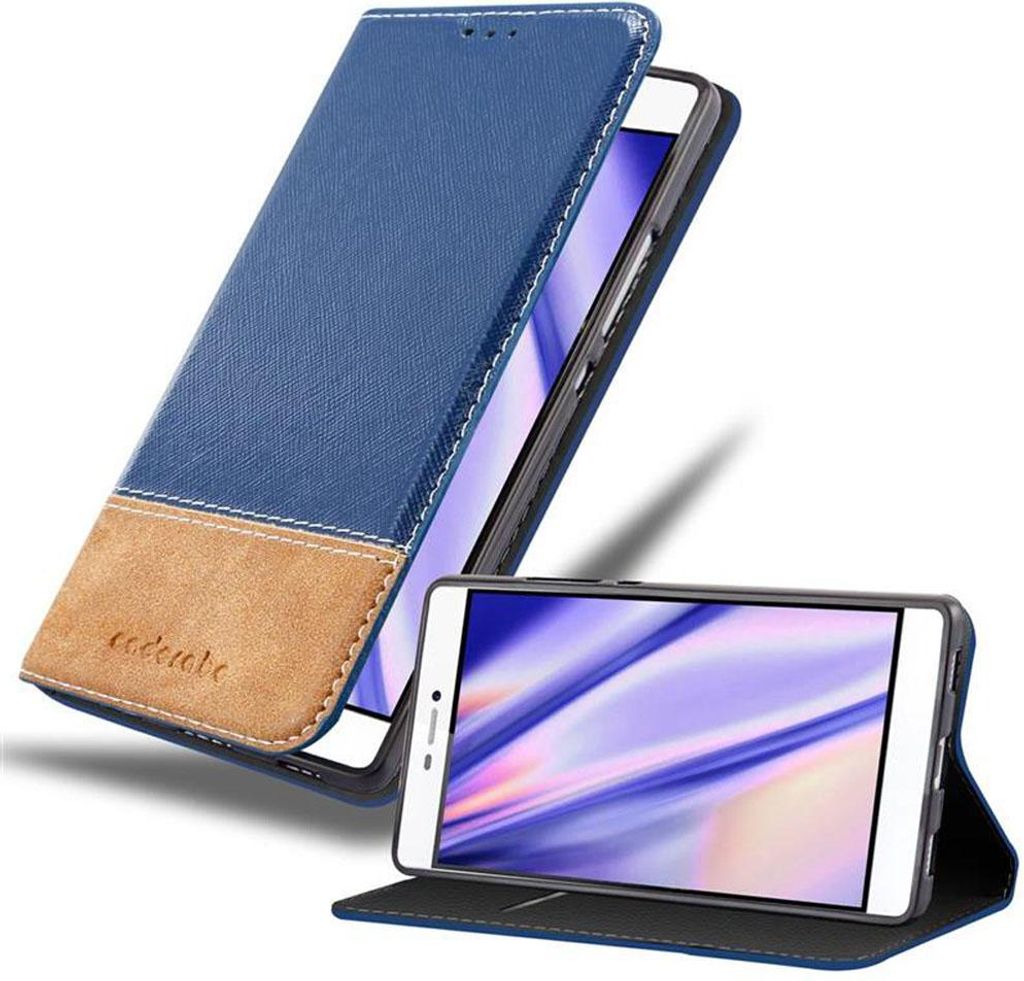 Cadorabo Hülle für Huawei P8 Schutzhülle in Blau SHandyhülle Book Case Etui Kunstleder