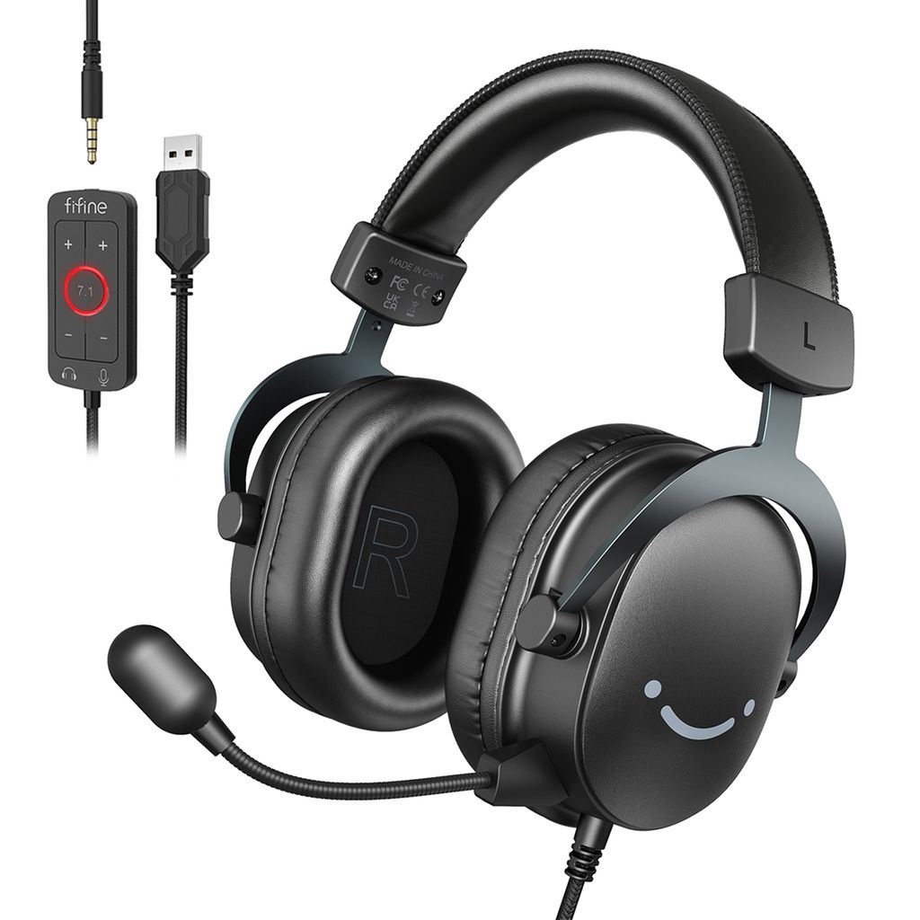 Fifine Headset Over-Ear Gaming-Headset mit Mikrofon Abnehmbar USB Headset mit Kabel