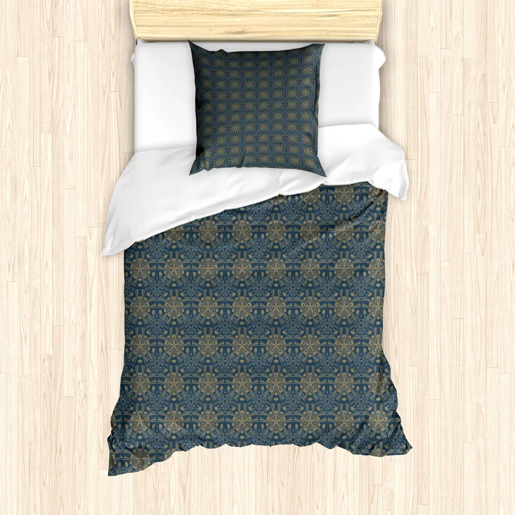 Set Copripiumino Art Déco ABAKUHAUS 135x200 cm Blu Ardesia Antico