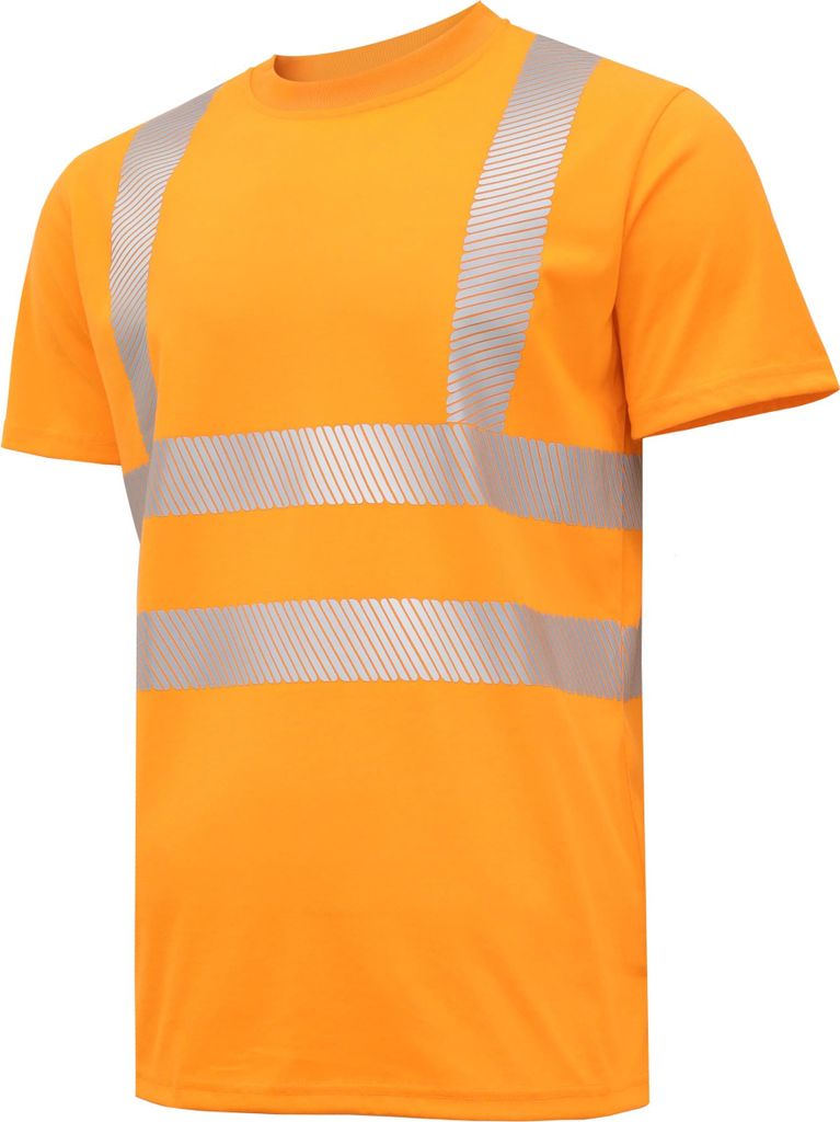 Högert Technik - JURAL II Warnschutz-T-Shirt aus PolyBaumwolle | orange 2XL (56) | Warnweste Reflektierend Warnweste Atmungsaktiv Leicht Kurzarmsh...