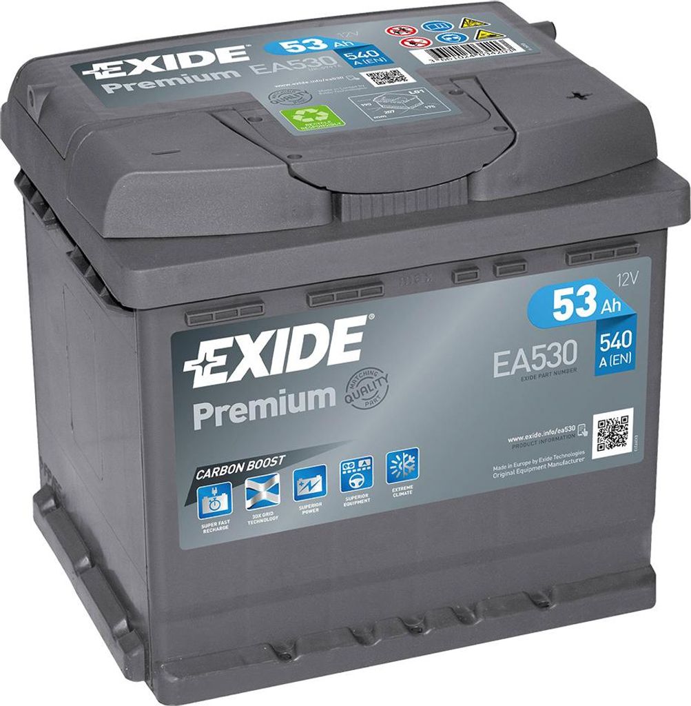 EXIDE EA530 Premium Carbon Boost Auto 12V 53Ah 540A Immagine del prodotto 
