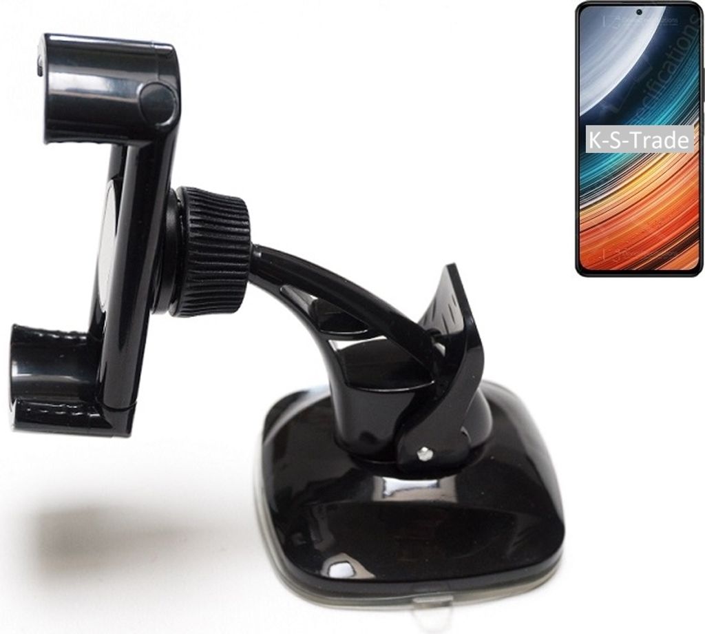 K-S-Trade kompakte Handy-Halterung Windschutzscheibe kompatibel mit Xiaomi Redmi K40S Armaturenbrett schwarz Autohalterung KFZ Halter