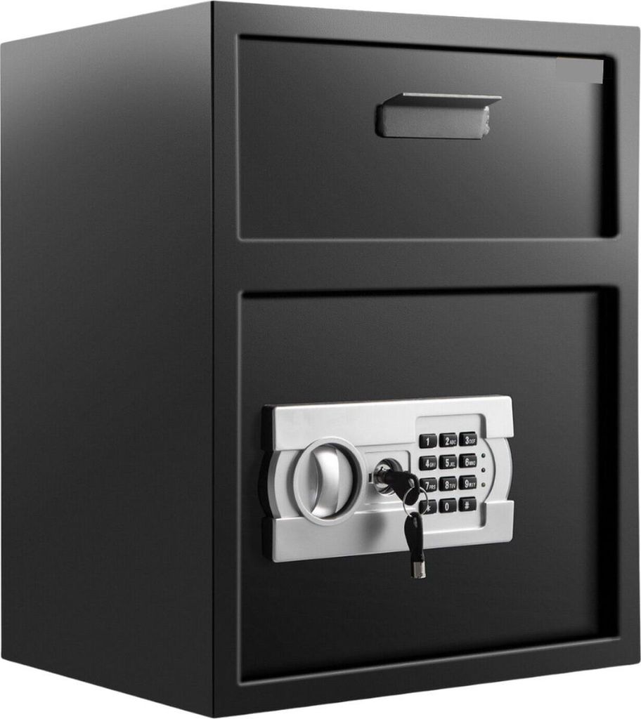 Happyment Safe – Feuerfester Tresor – Elektronischer Tresor mit Zahlenschloss und Schlüssel – Geldtresor – 42L – Schwarz