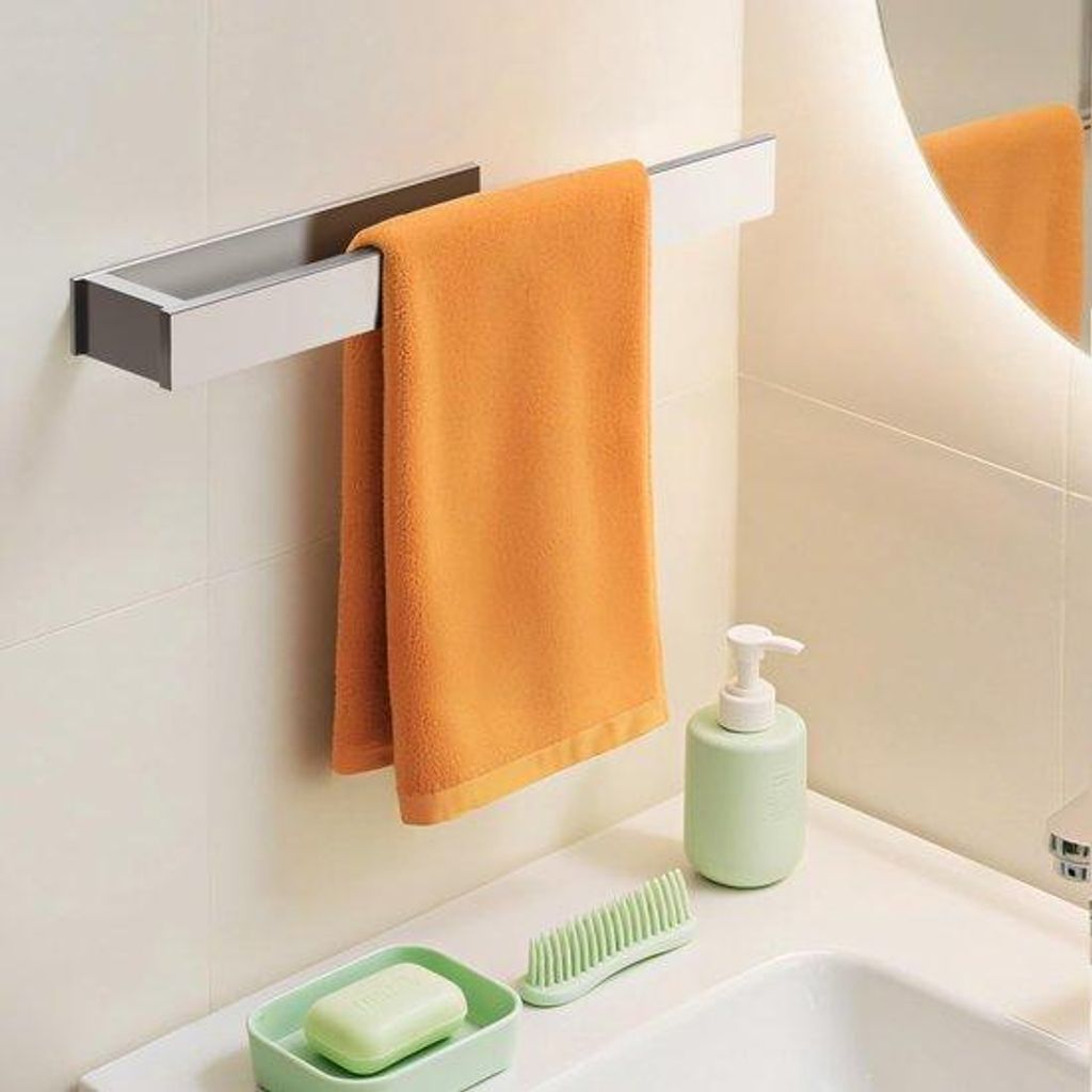 Handdoekhalter aus Edelstahl, ohne Bohren, Toilettenpapierhalter, verbessert, verstärkt, robust, 40 cm, silber