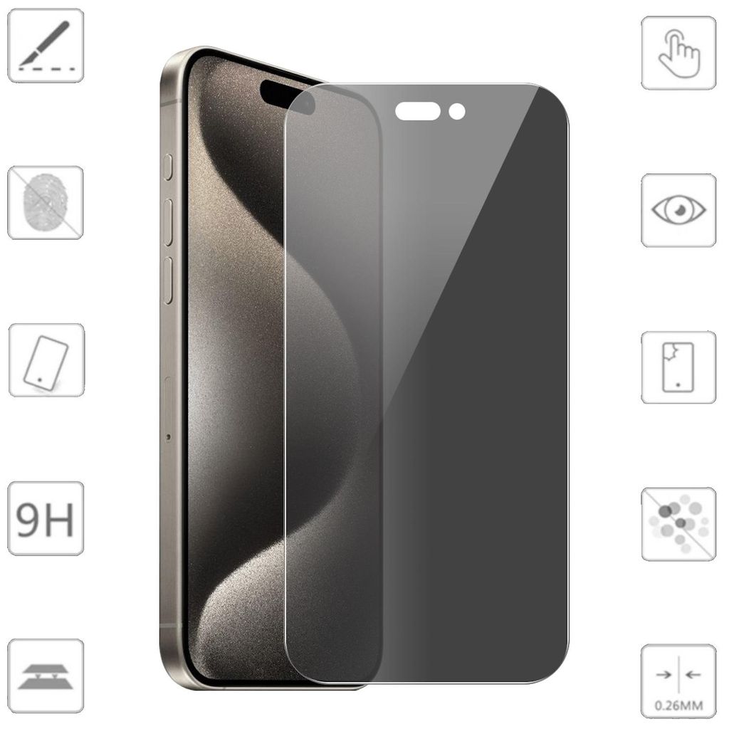 Per Apple iPhone 16 Pro Max 2x 2.5D 0.26mm Display Privacy Immagine del prodotto 