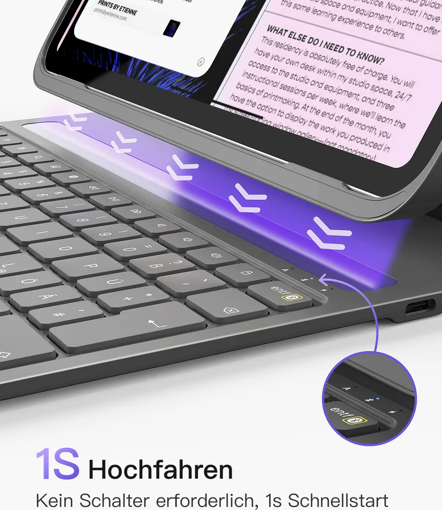 Clavier AZERTY pour iPad 13 pouces Inateck BK2007 Gris Haute Performance - 5