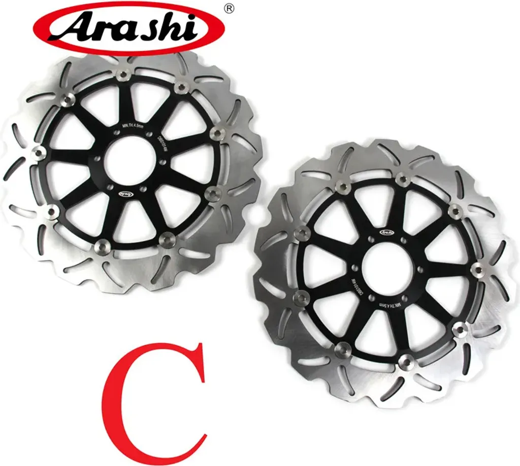 Disques de frein avant flottants CNC en acier inox noir - 1 paire