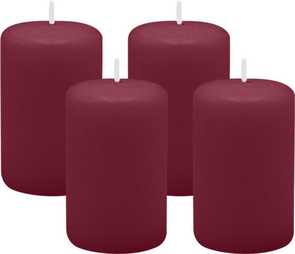 4er Set Adventskranzkerzen Bordeaux Ø 50 x 80 mm