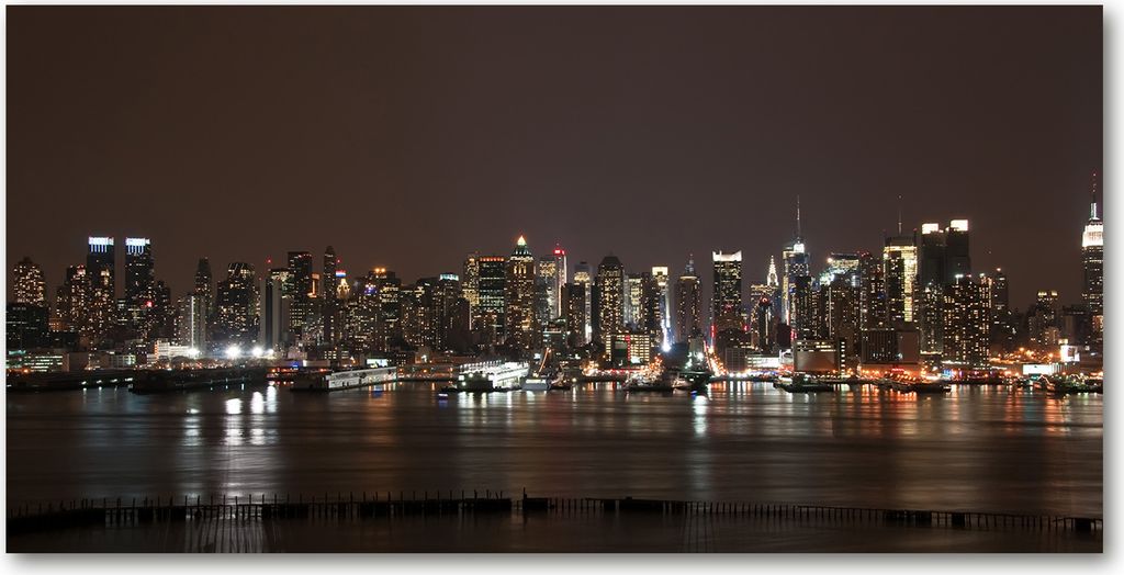 Tulup Glas-Bild - 100x50 -Wandkunst - Wandbild hinter gehärtetem Sicherheitsglas - Sehenswürdigkeiten & Architektur - New York bei Nacht - Sch...