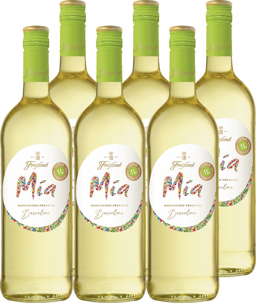 Freixenet Mia Blanco Spanischer Weißwein (6x1,0l) Set - 1,0 Liter Sonder-Edition - Wein, lieblich, jugendlich lebendig und fruchtig frisch