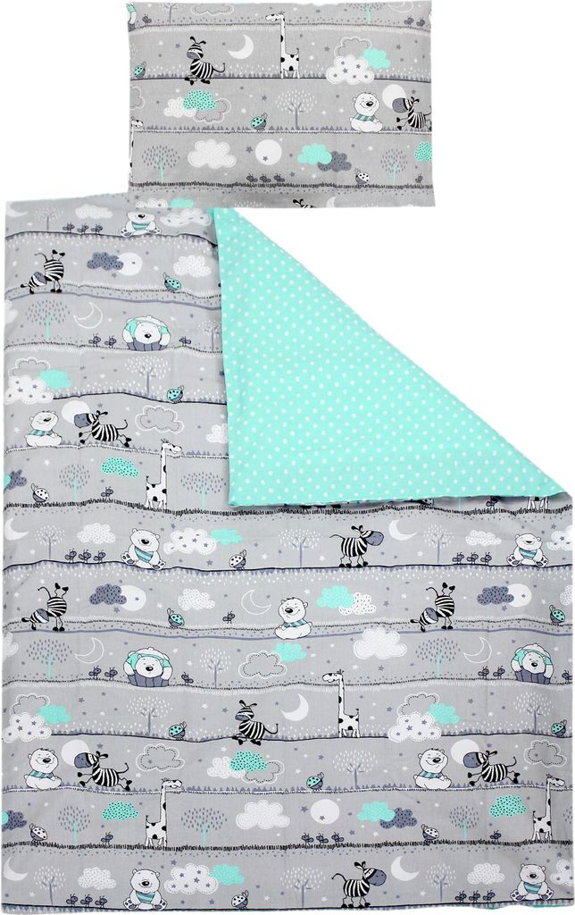 TupTam Kinder Bettwäsche Gemustert 2-Teilig Wendebettwäsche, Farbe: Bärchen Mint, Größe: 135x100 cm