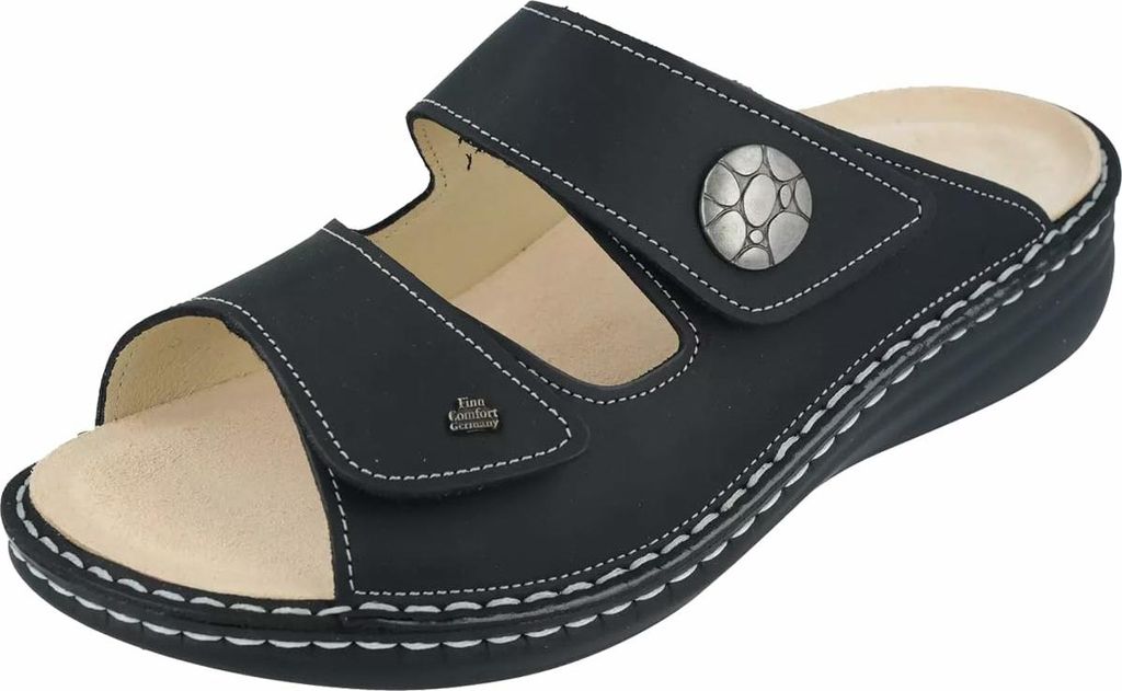 Ciabatte Diabetiche Donna Dr Lightfoot, Aperte, Chiuseura A Strappo, Larghe, Colore Nero