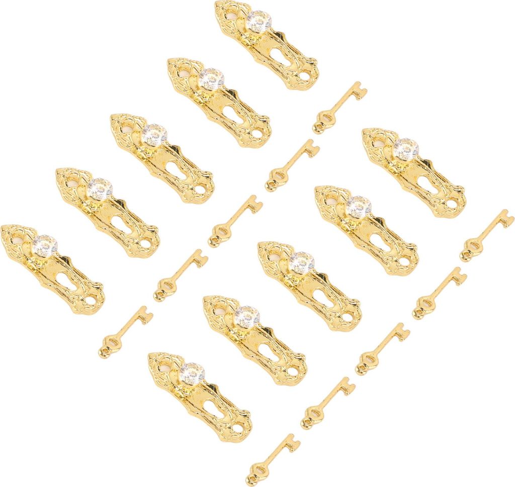10 Set Miniatur-Kristall-Türknauf, Schloss und Schlüssel, lebensechte Legierung, Maßstab 1:12, Puppenhaus-Griff, Dekorationszubehör