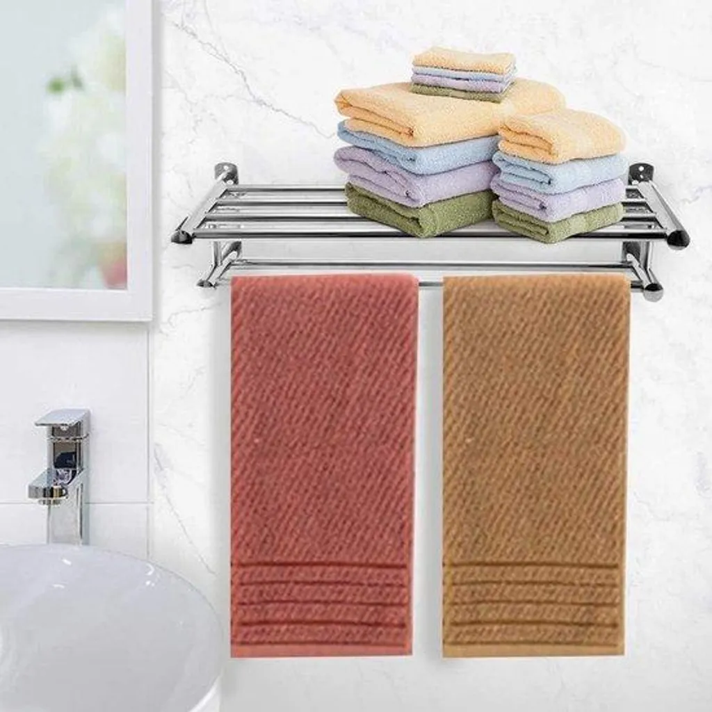 Support serviette double mural inox et détails en émail brillant
