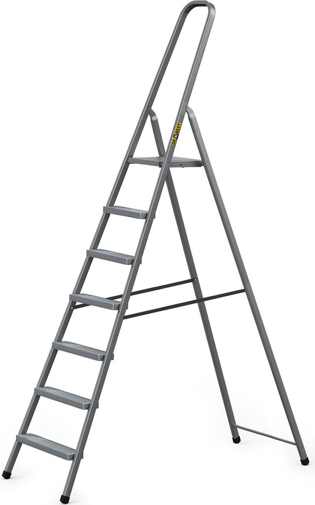 DRABEST | Stahlleiter - Leiter - haushaltsleiter - leiter 7 stufen - Klapptritt - Stahl - Universal - bis 125 kg