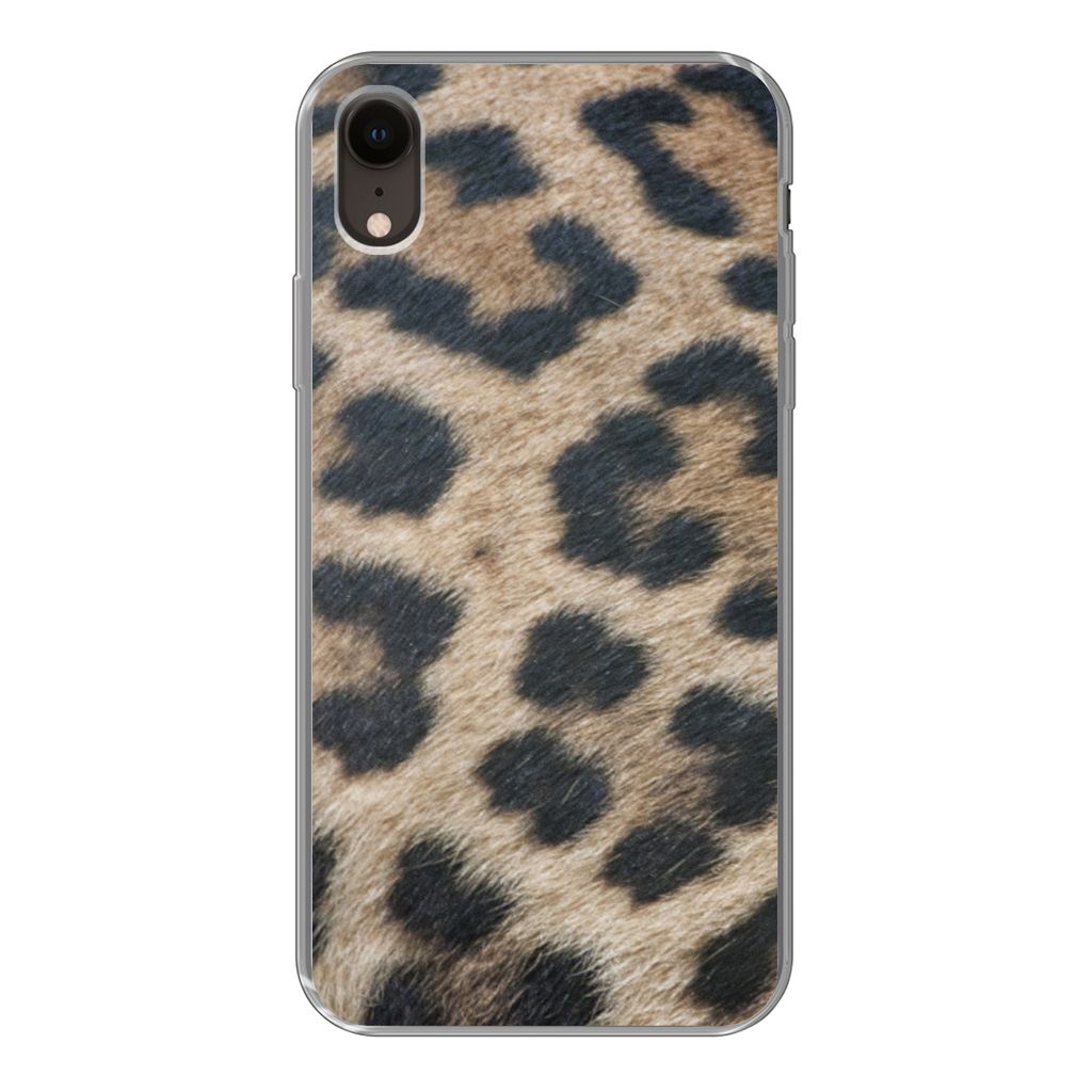 MuchoWow Handyhülle Schutzhülle Hülle für iPhone XR Leopardenmuster Silikon Softcase Handy Hülle - Schutzdeckel