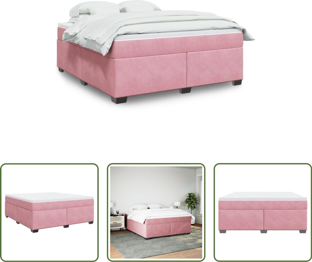 The Living Store Boxspringbett mit Matratze Rosa 180x200 cm Samt