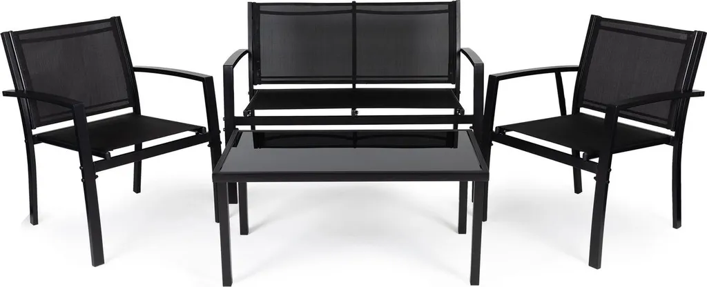 Ensemble de mobilier de jardin en métal : table, banc et 2 fauteuils
