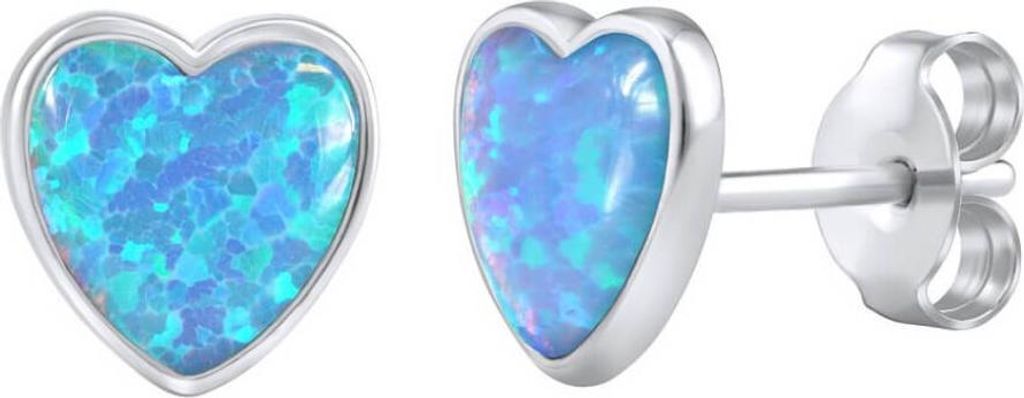 Heart earrings with blue synthetic opals LPS0857B