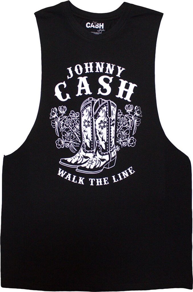 Johnny Cash - "Walk The Line" Top für Herren/Damen Uni RO13497 (S) (Schwarz)