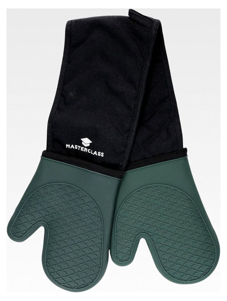 MasterClass Silikon-Ofenhandschuhe, hitzebeständige Handschuhe mit Baumwollpolsterung, doppelseitige rutschfeste Handschuhe für Kochen und Backen...