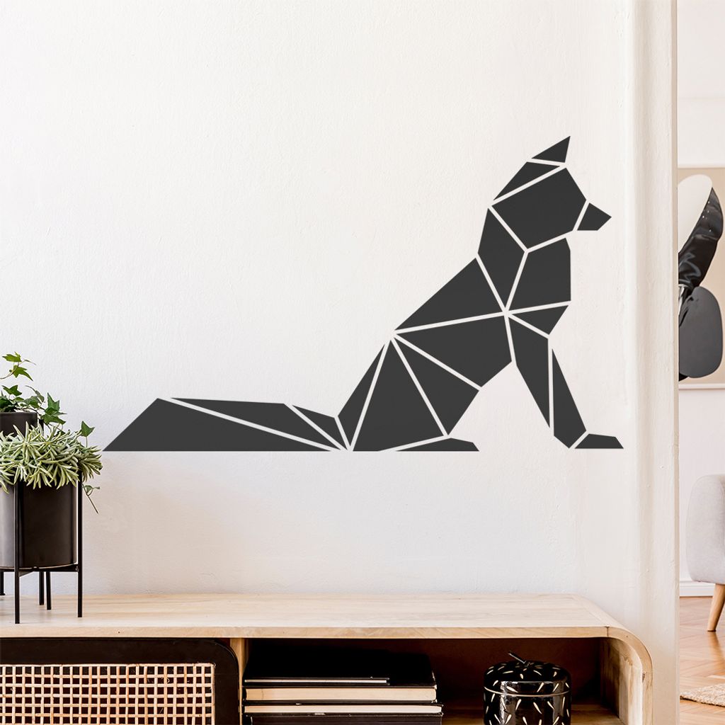Papierfalten Fuchs Wandtattoo Wandaufkleber Wall Sticker - Dekoration, Küche, Wohnzimmer, Schlafzimmer, Badezimmer