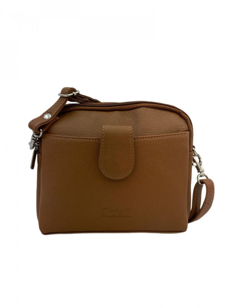 C7020 Cinino Ledertasche Umhängetasche mit abnehmbaren Riemen Cognac
