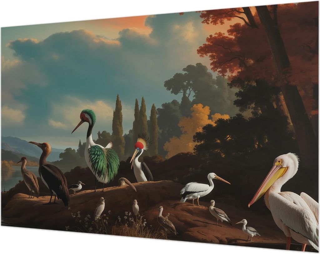 Wandtapete - Dekorative Tapete für Wohnzimmer- Tapetenfolie für Wanddekoration - 104x70 cm - Malerische Vögel