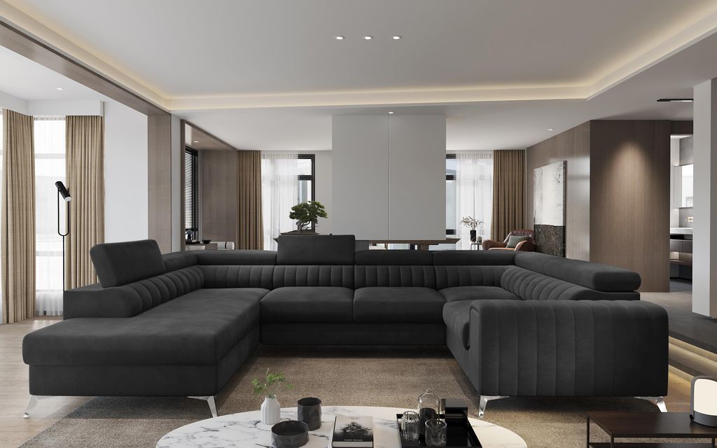 Couchgarnitur Louis U-Form mit Schlaffunktion und Bettkasten