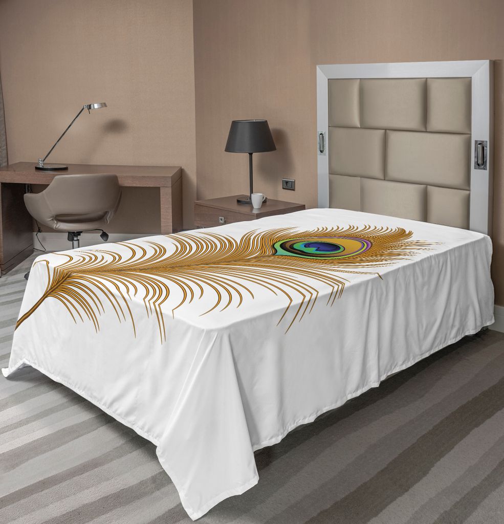 ABAKUHAUS Pfau Bettlaken, Exotischer Verführerischer Vogel Mit Federn Magischer Tier Natur Bild Druck, weiches bequemes oberes Bettlaken für ein ...