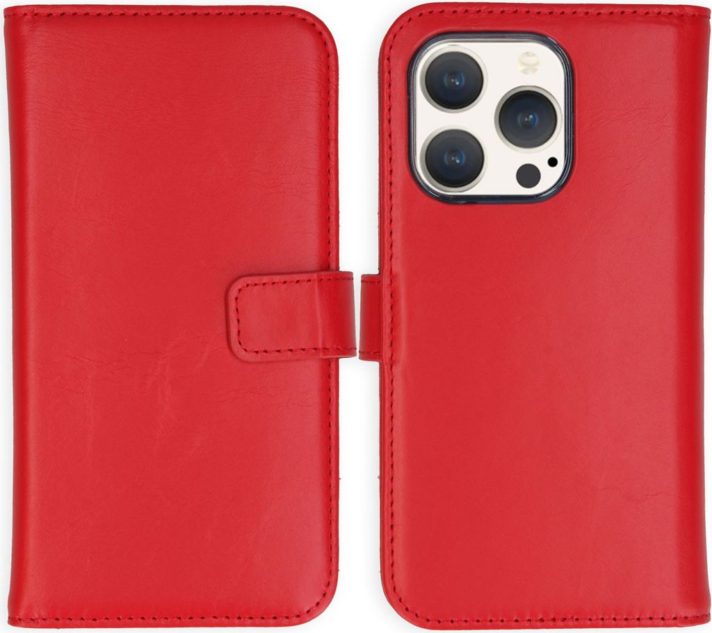 Selencia Kožené pouzdro s klopou iPhone 15 Pro - červené Obrázek produktu 