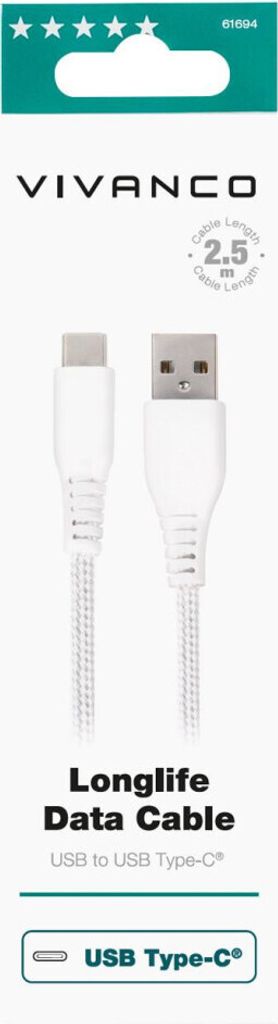 LongLife Charging Cable, USB Type-C Daten- u. Ladekabel, 2,5m (61694)