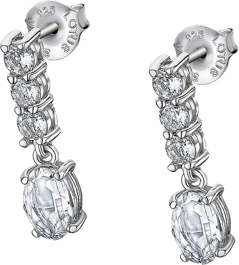 Boucles d'oreilles Argent Rhodié et Zirconia Cristaux Glamour Lotus Silver