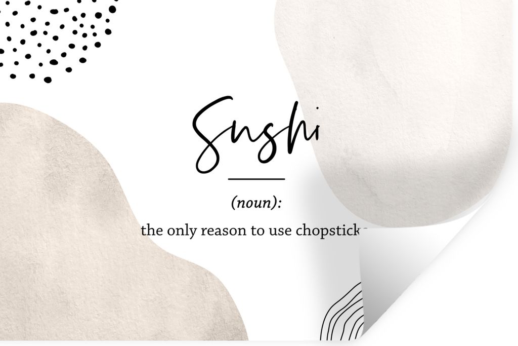 MuchoWow Wandtattoo Wandsticker Wandaufkleber Sprichwörter - Sushi - Wörterbuch - Zitate - Sushi-Definition 60x40 cm Selbstklebend und Repositi...