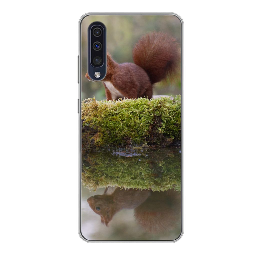 MuchoWow Handyhülle Schutzhülle Hülle für Samsung Galaxy A50 Waldtiere - Wasser - Moos Silikon Softcase Handy Hülle - Mobiltelefonhülle