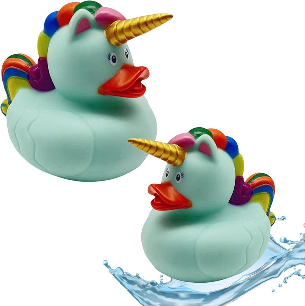Duckie Einhorn Badespielzeug Regenbogen Mähne Schwanz Grün