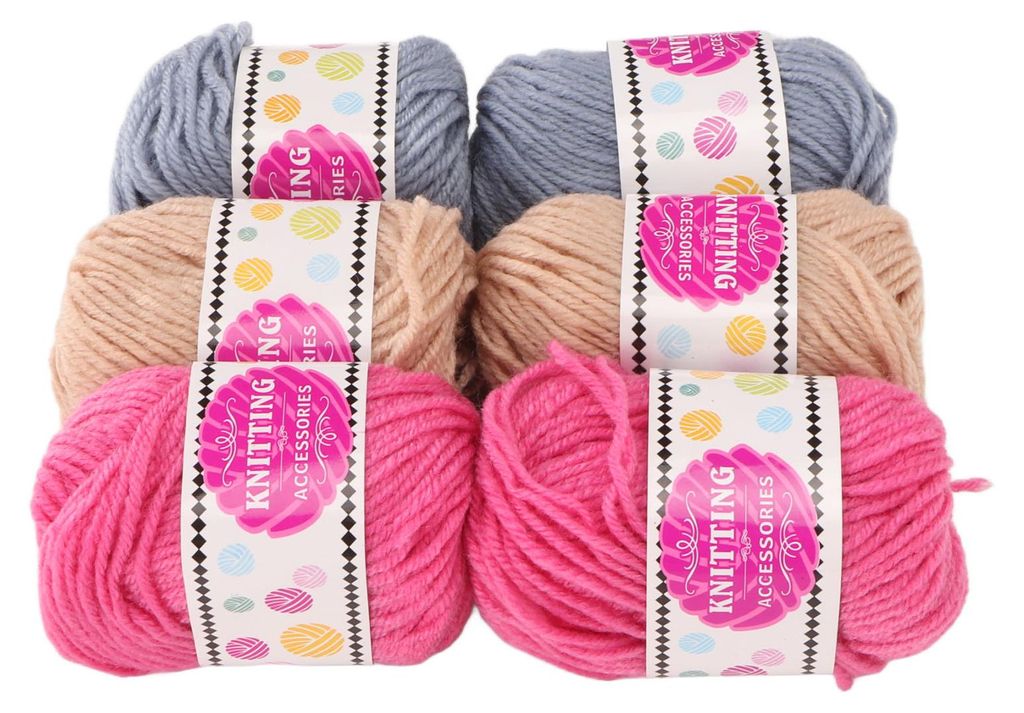 6 Knäuel Häkelgarn in verschiedenen Farben, leuchtend, weich, vielseitig einsetzbar, für Strickmaschinen geeignet, für Kinder und Anfänger